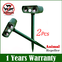 2pcs Solar Powered Ultrasonic Animal Repellents Outdoor Waterproof Driving Dog Cat Deterrent Scarer Repellent Garden Supplies