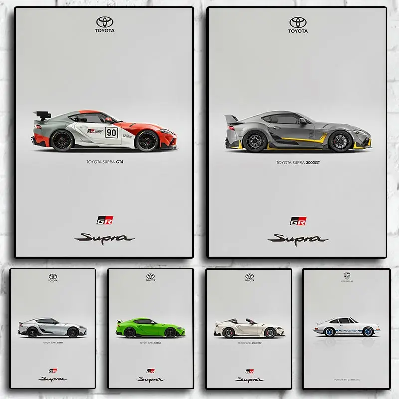Supra Car Poster GR Fast and Furious Sport Cars GTR Racing Car Canvas Painting Racer Motorsport Room Wall Art Picture Home De