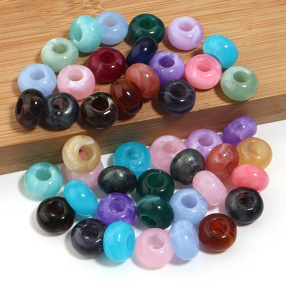 30 Stück bunte Acrylperlen in Natursteinoptik mit großem Loch, lose Abstandsperlen für die Schmuckherstellung, DIY-Schlüsselanhänger-Zubehör – Detail 5