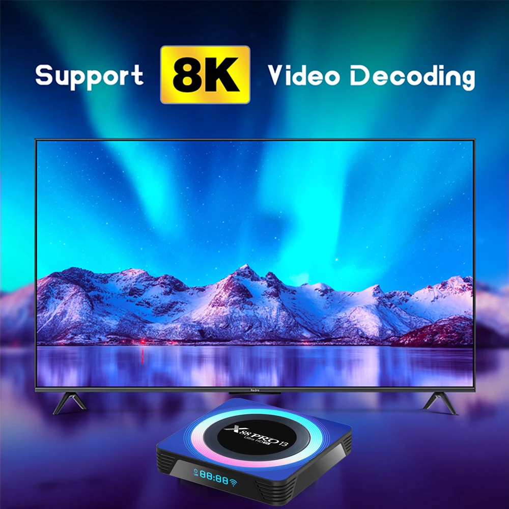 Dispositivo de TV inteligente X88 Pro 13, decodificador con Android 13,0, Rockchip RK3528, cuatro núcleos, 4GB, 64GB, 8K, decodificación de vídeo,