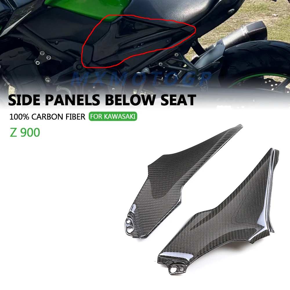 

For Kawasaki Z900 2017 - 2020 2021 2022 2023 100% Carbon Fiber Side Panels Below Seat Fairing Motorcycle Accessories