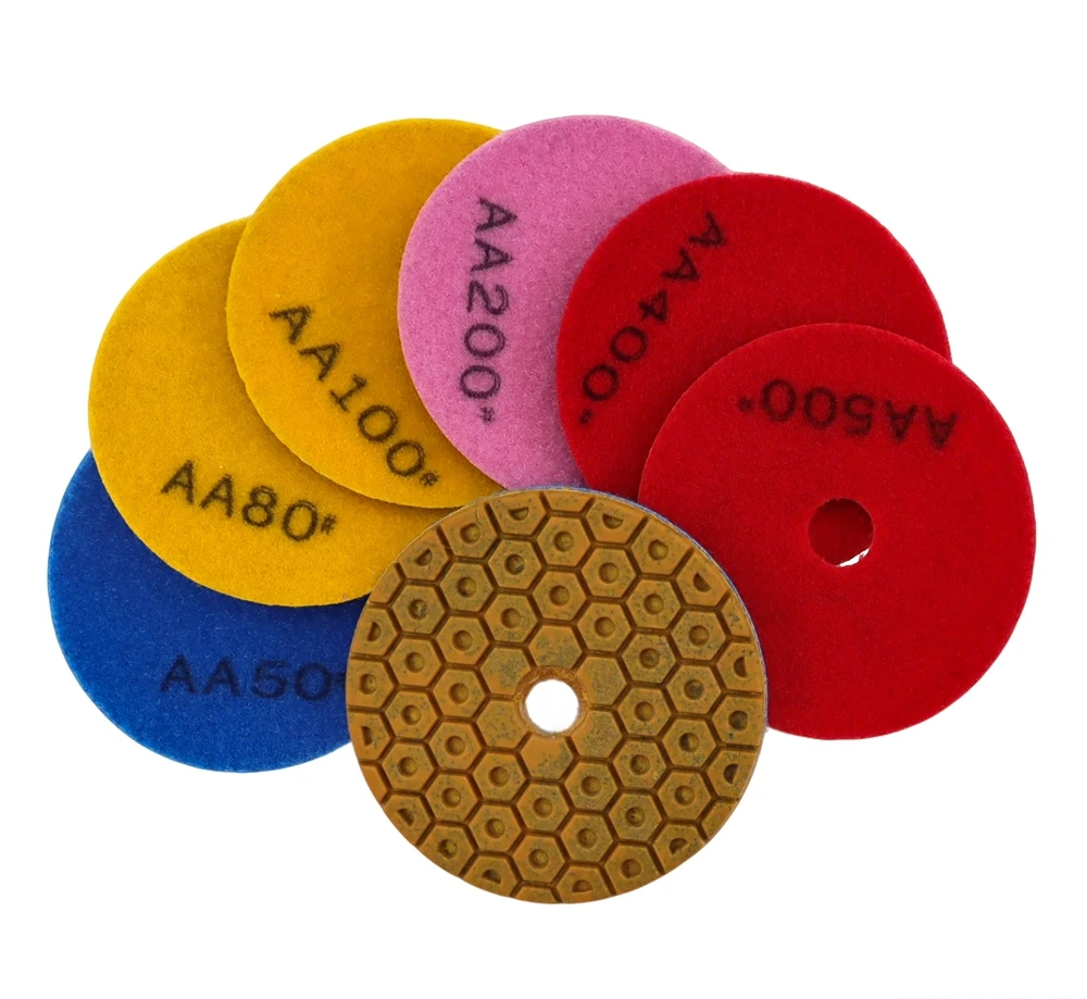 6 Stück/Set, 4 Zoll, hochwertige Polierpads, 100 mm, Hybrid, extra hartes Material, Nasspolierpad für Marmor, Granit und Stein, für schnelles Schleifen. – Detail 2