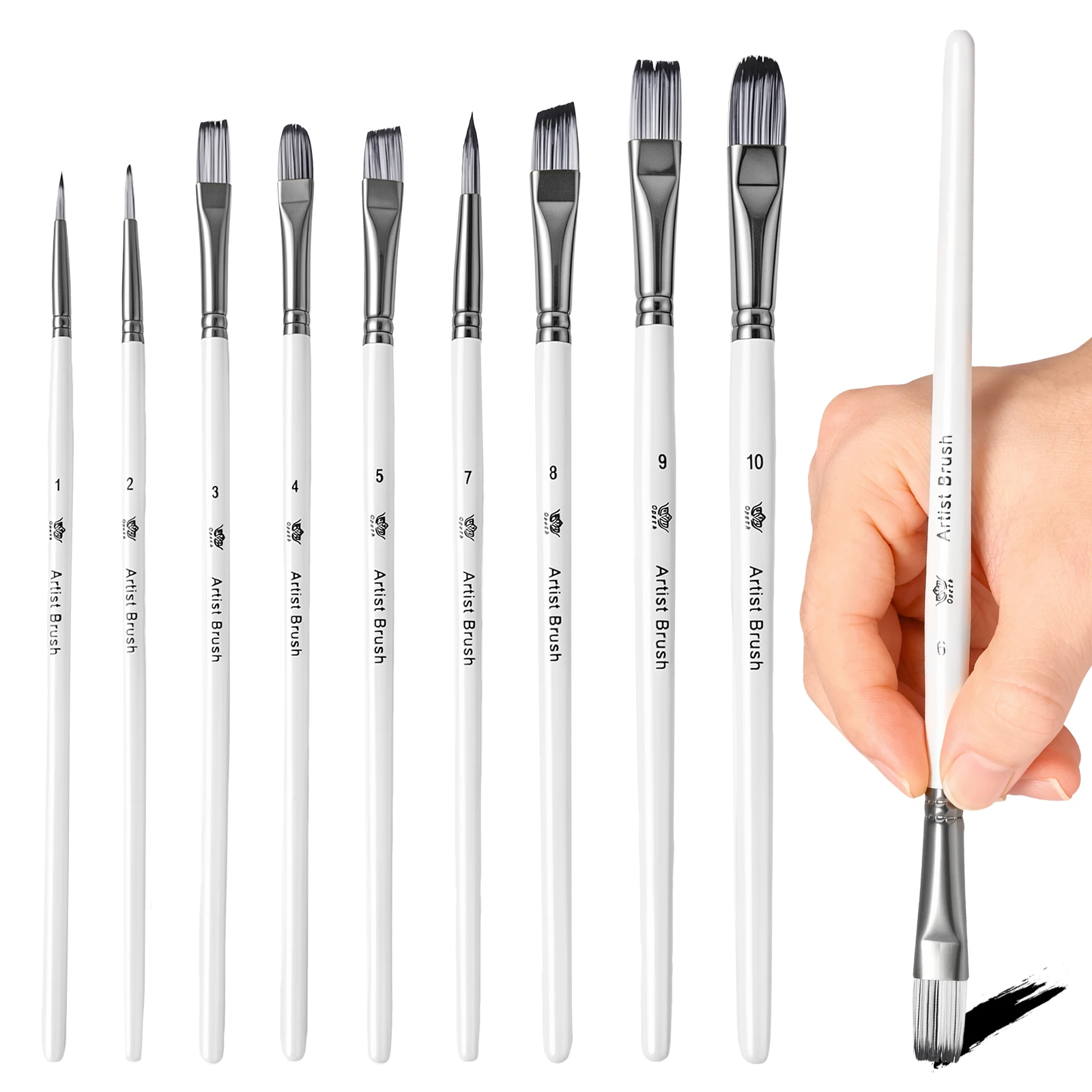 10pcs Wooden Paint Brushes Set Artist Paint Brushes For Acrylic Gouache Oil Watercolor Painting Art Paint Brushes Supplies