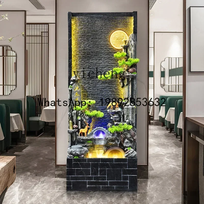 B1  water curtain wall running water screen rockery fountain landscape balcony hotel entrance circulating water ornament