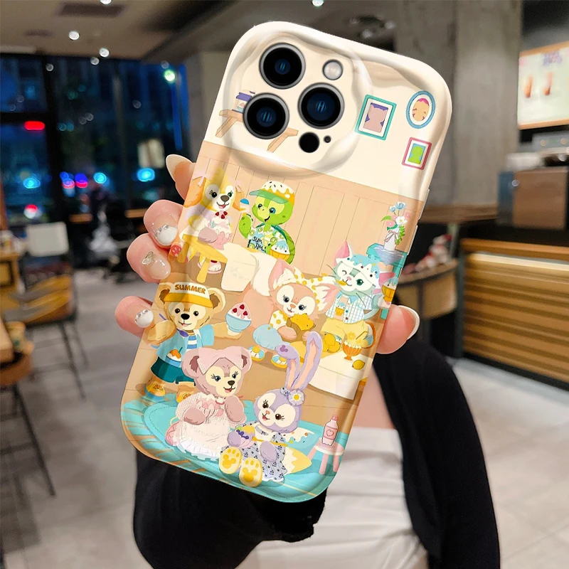 Disney Duffy And Friends Lovely For iPhone Apple 15 14 13 12 11 XS XR X 8 7 Pro Max Plus Wave Oil Shockproof Phone Case Back