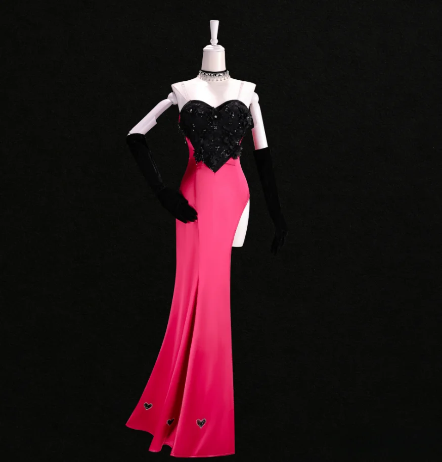 

Angel Dust New! Anime Hotel 2 Cosplay Women's Elegant gorgeous Rose Red Sexy Dress Carnival party Angel Dust Halloween uniform