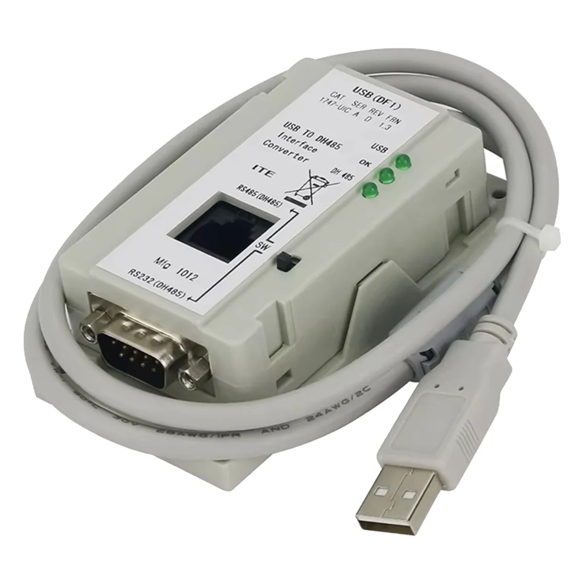 IYBBW-New 1747-UIC USB to DH485 Interface Converter RS-232 and RS-485 Ports,3 LED Indicators