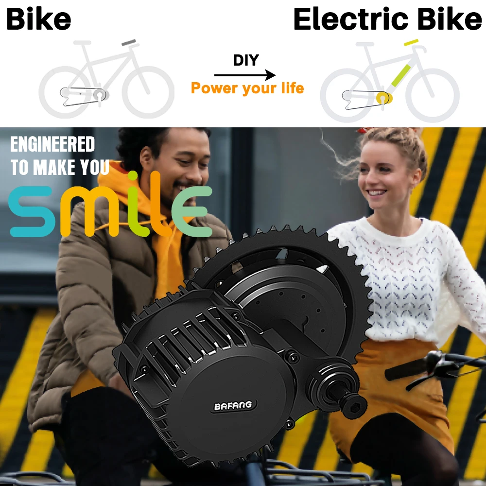 Bafang-Electric Bike Conversion Kit, Mid Drive Motor, Powerful Bicycle Engine, DIY EBike Engine, BBS03B, BBSHD, 1000W, 48V, 52V