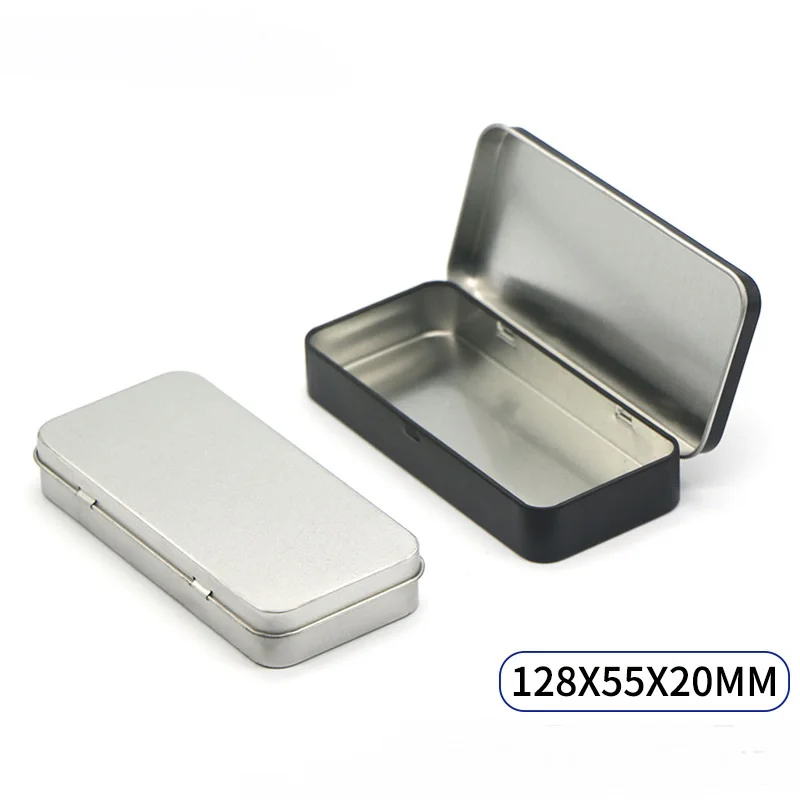 1 Pc Rectangle Necklace Tin Storage Box Small Empty Metal Hinged Iron Box Solid Water Colour Container Cosmetic Brush Case