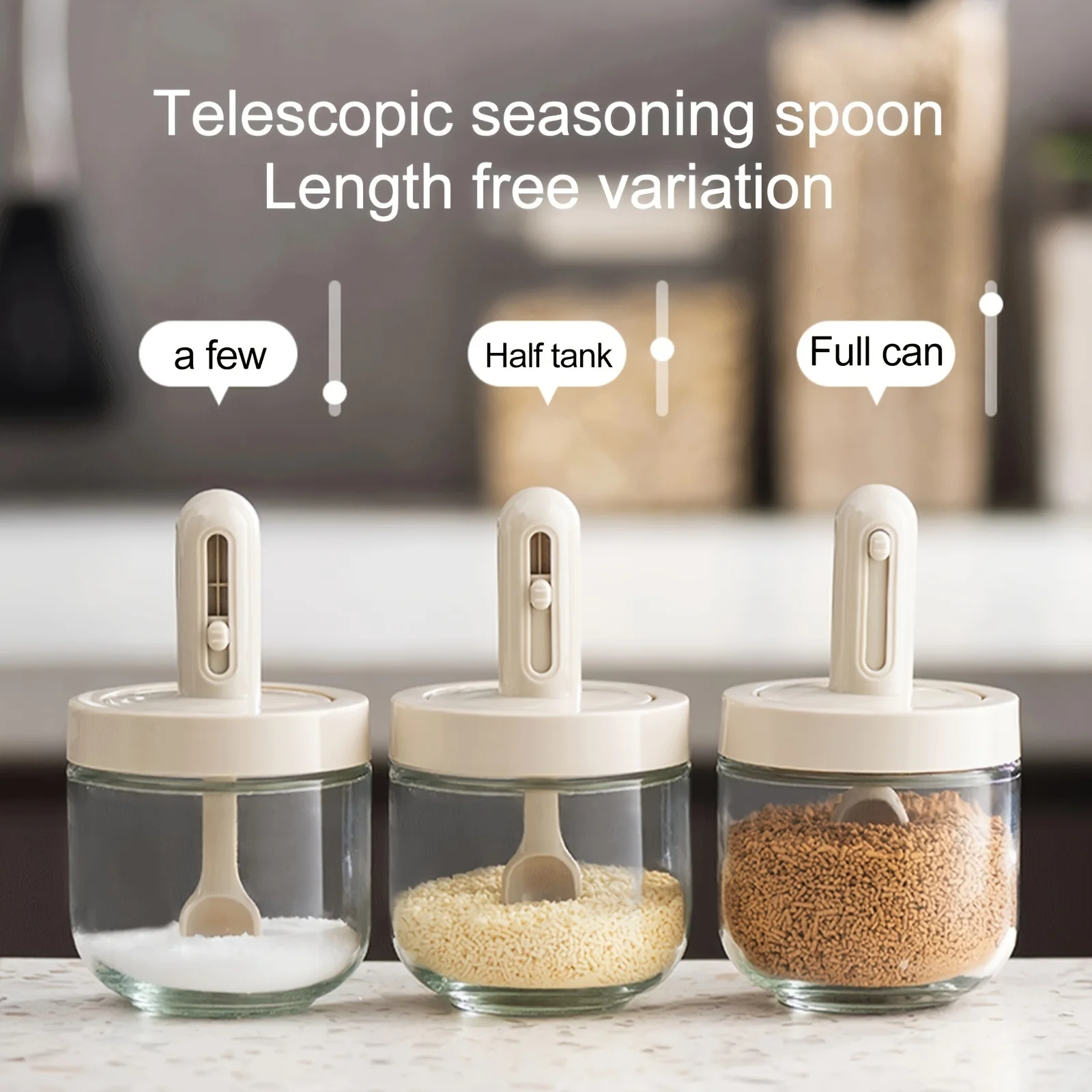 Retractable seasoning box glass kitchen seasoning jar MSG sealed seasoning jar household salt jar seasoning bottle
