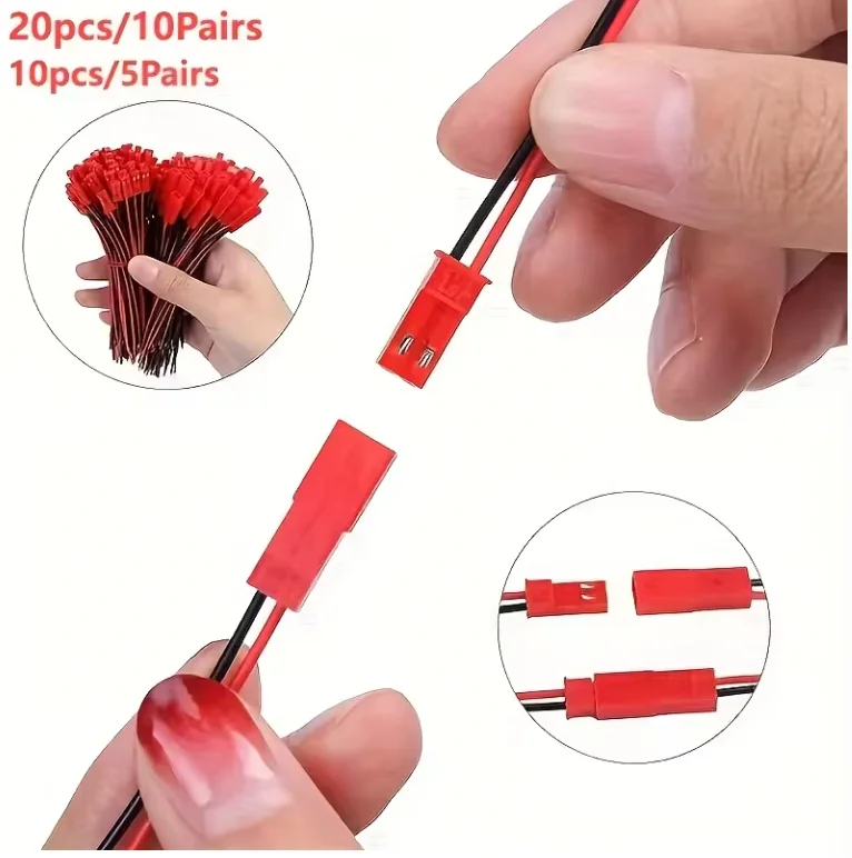 2 Pin JST Stecker Buchse Verbinder 22AWG 10cm DIY Anschlusskabel Elektronik Zubehör für LED Lichtleisten RC Spielzeuge Batterien Elektronik Reparatur Heim Montage Universal Verbindung Elektronik Bauteile für DIY Projek – Detail 5