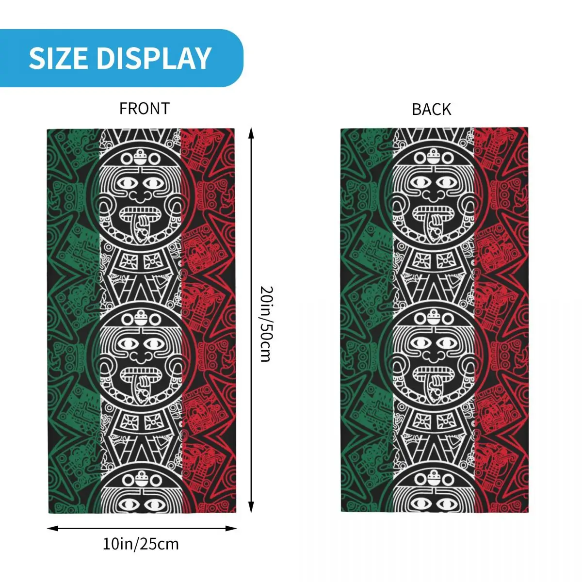 Mexican Flag Mayan Aztec Calendar Headband Neck Warmer Men Ski Running Tube Scarf Medical Nurse Face Bandana Gaiter