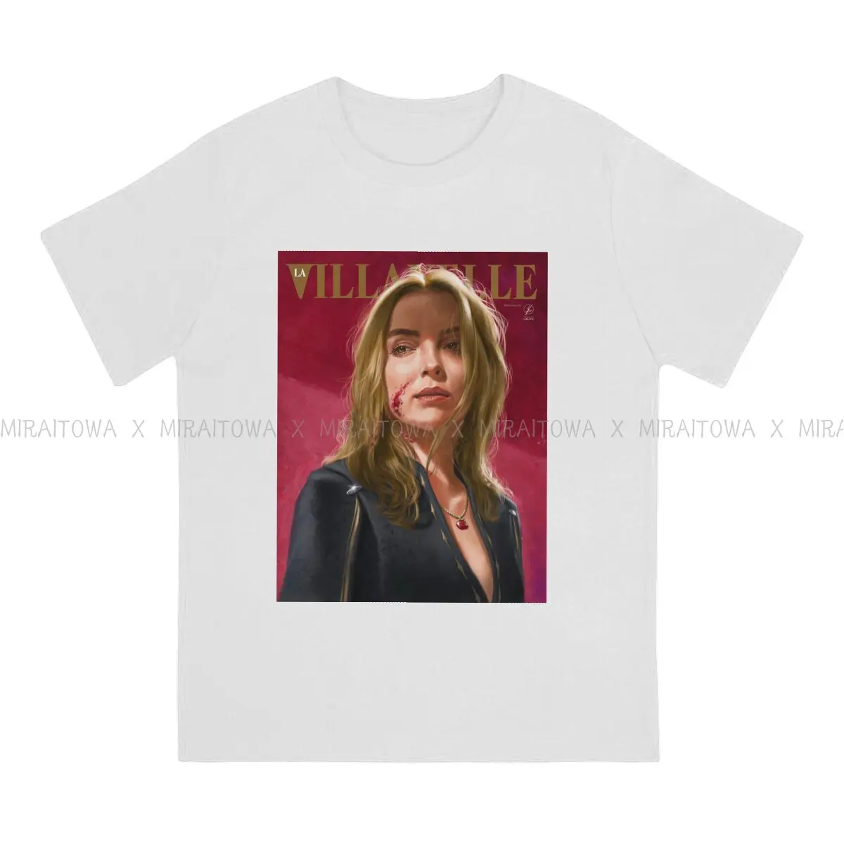 Villanelle Painted Portrait  Hipster TShirts Killing Eve Male Harajuku Fabric Tops T Shirt Round Neck