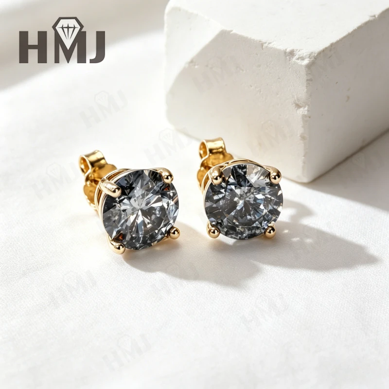 925 Sterling Silber Ohrringe Einzigartige Salz-und-Pfeffer-Diamanten Grau Rundschliff Jubiläums- und Muttertagsgeschenk Feiner Schmuck für Sie – Detail 10