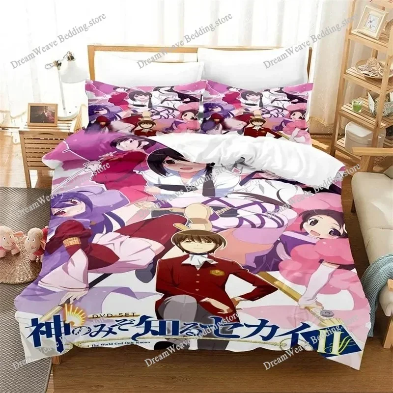 The World God Only Knows Luxury Bedding Set Japan Anime Cartoon Duvet Cover Set Comforter Bedspread Twin Single Size Printed5195