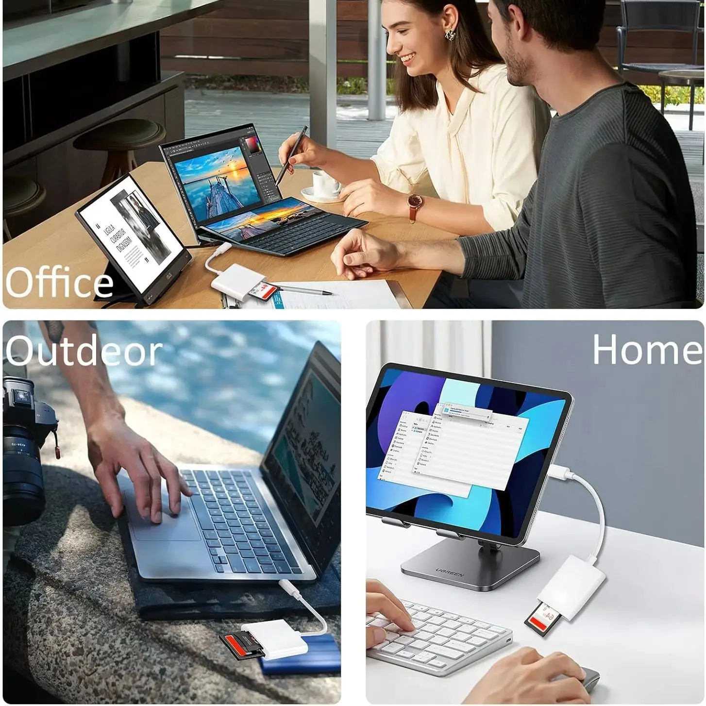 2 in 1 Type-c to SD/TF Card OTG Card Adapter,plug and play,for iPhone 16 15 Pro Pro Max Plus iPad Mini6 Air4 Pro Samsung Huawei