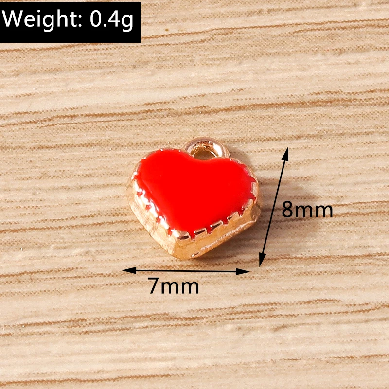 30 stücke 9x9mm süße kleine Emaille Liebe Herz Charms Anhänger für Schmuck machen Tropfen Ohrringe Halsketten Armband DIY Bastel bedarf – Detail 10