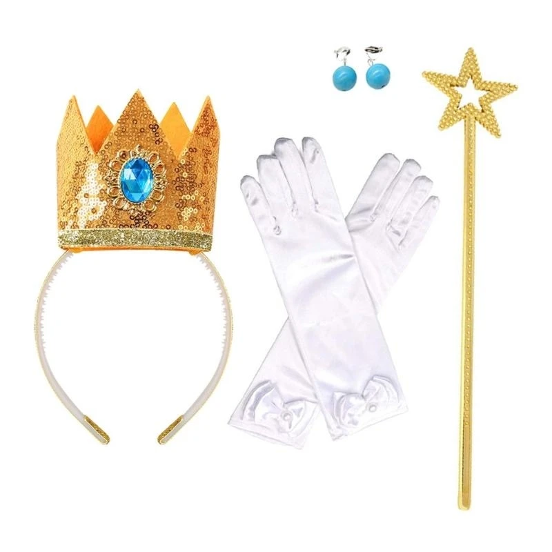 Accessori in costume da 5SD Principessa Guanti Orecchini Principessa Accessori della Croona Principessa per festa cosplay