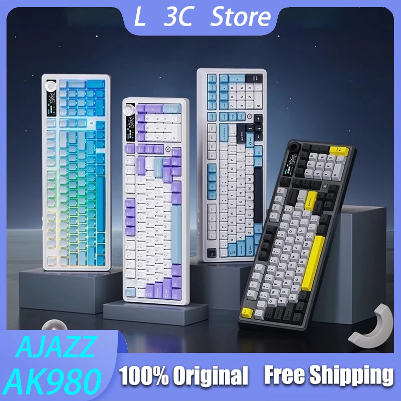 

AJAZZ AK980 игровая беспроводная клавиатура RGB полная клавиша DIY горячая замена Bluetooth офисная механическая клавиатура для ноутбука индивидуальный аксессуар