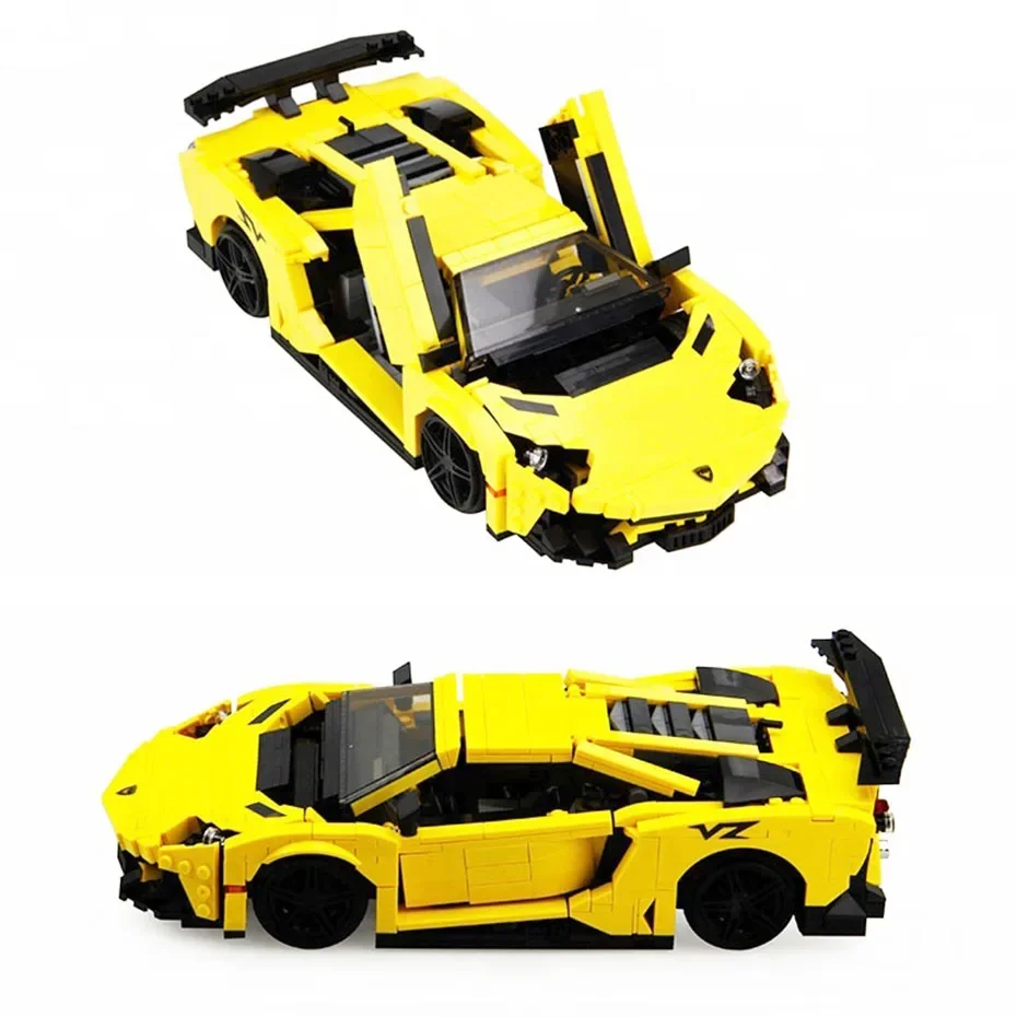 Awesome Creative MOC Car Series The Yellow Flash Racing Car Set Building Blocks Bricks Home Decoration for Kids Gift