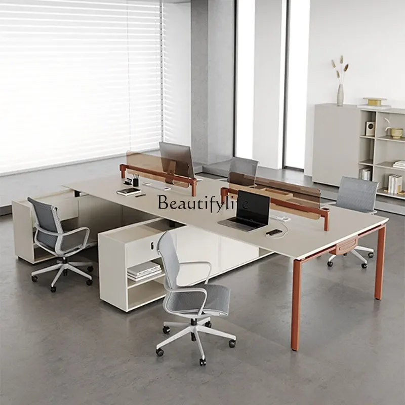 Office table and chair combination screen card seat four people modern simple office furniture