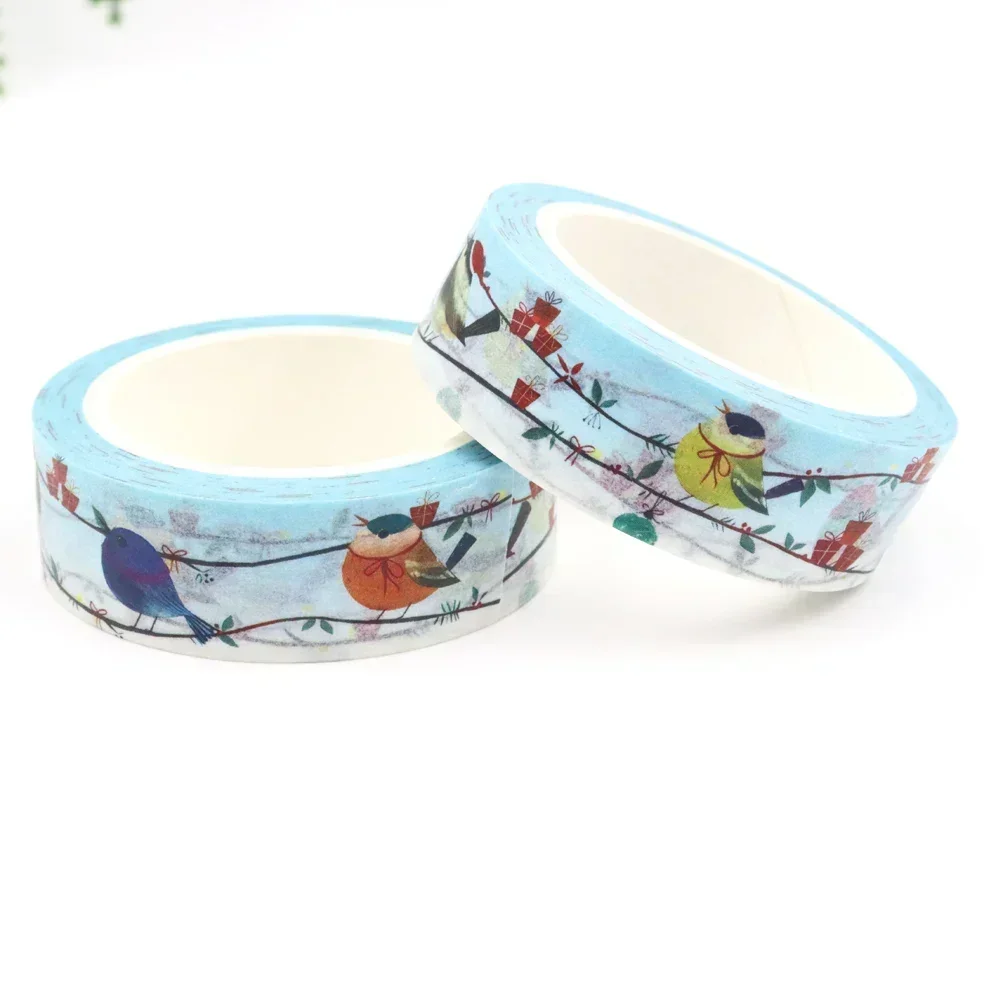 Neue 1pc 15mm x 10m Weihnachts vögel Maskierung Kleber Washi Tape Briefpapier Bürobedarf stationäre Klebeband Aufkleber