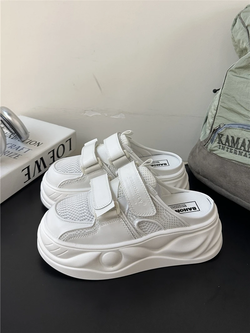 

Летние женские шлепанцы-мюли, удобные туфли на платформе на плоской подошве, бостонские сандалии на высоком каблуке, женские уличные шлепанцы без шнуровки, Zapatos para mujeres