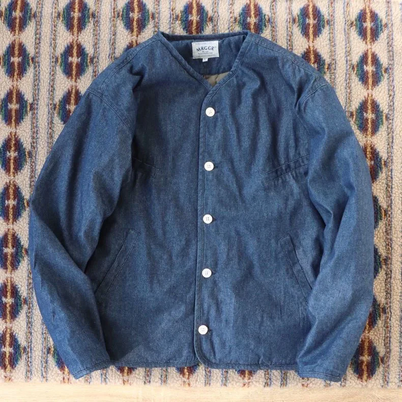 

Casual Waed Cotton Denim Jaet Men's Autumn Winter No Collar Quilted Jeans Sle Hong Kong Sle Cotton Jaet Loose Fit