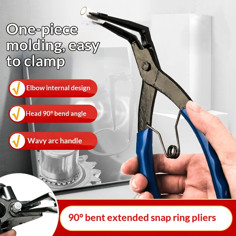 HOMEFISH 90 Degree Bent Long Nose Snap Ring Pliers Heavy Duty Internal Circlip Remover Auto Garage Repair Tools
