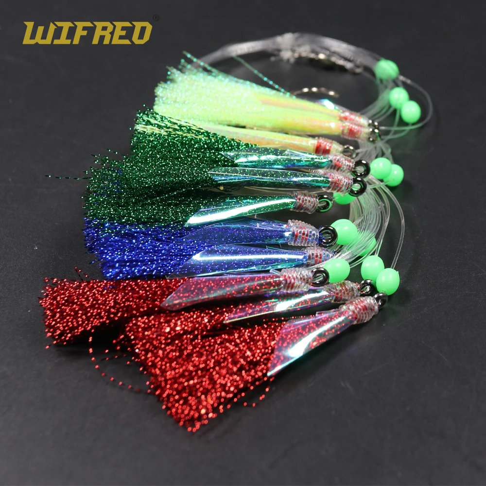 

Wifreo 2Bags Sabiki Rigs Sea Snapper Fishing Rigs Flasher Rig with 2/3 Fishing Circle Hook Fishing Kit Sea Fishing Lure #1/0-8/0