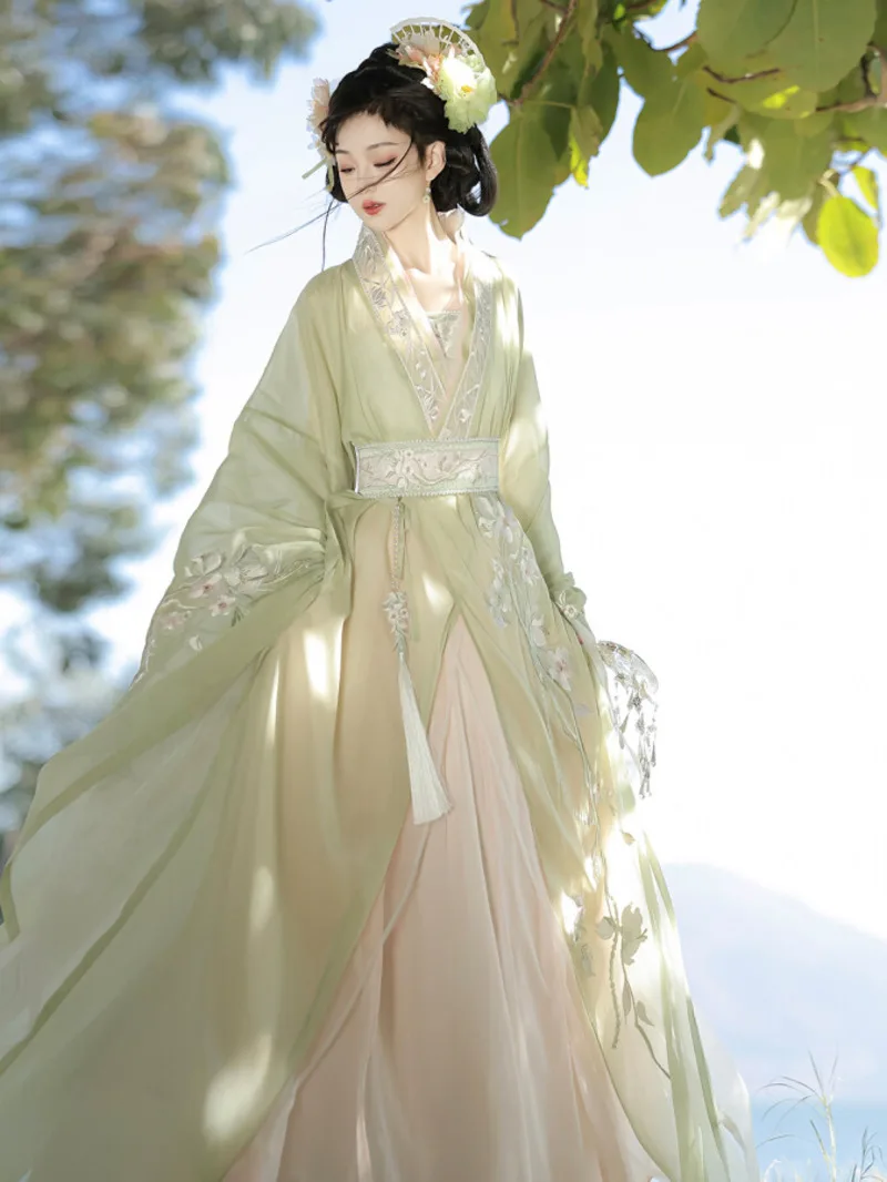 

New Song System Hanfu Womens fashion Fiesta Carnival Halloween Cos Cosplay Guofeng Flowing Crossed Collars Big Sleeved Shirt