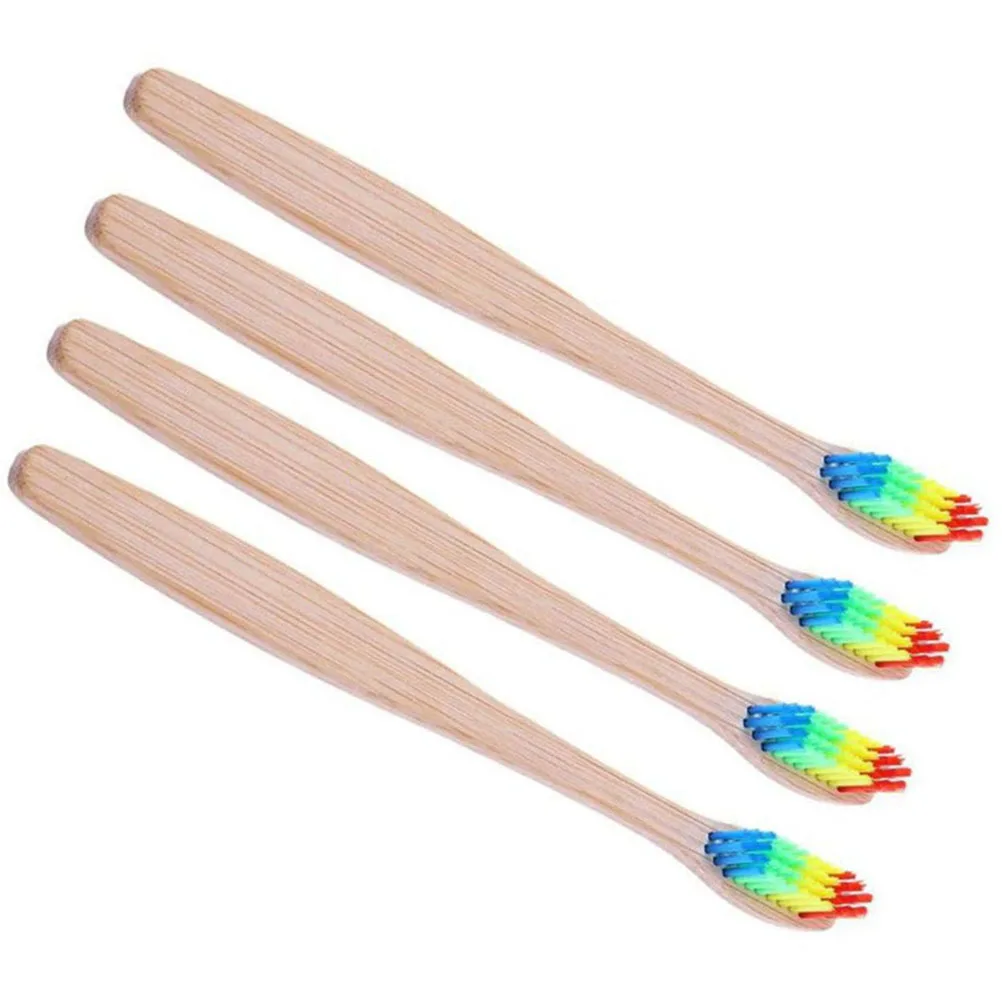 

4pcs Bamboo Toothbrush White Adults Bristle Degradable Long Handle Ergonomic Anti Slip Grip al Health Teeth Cleaning Dentist