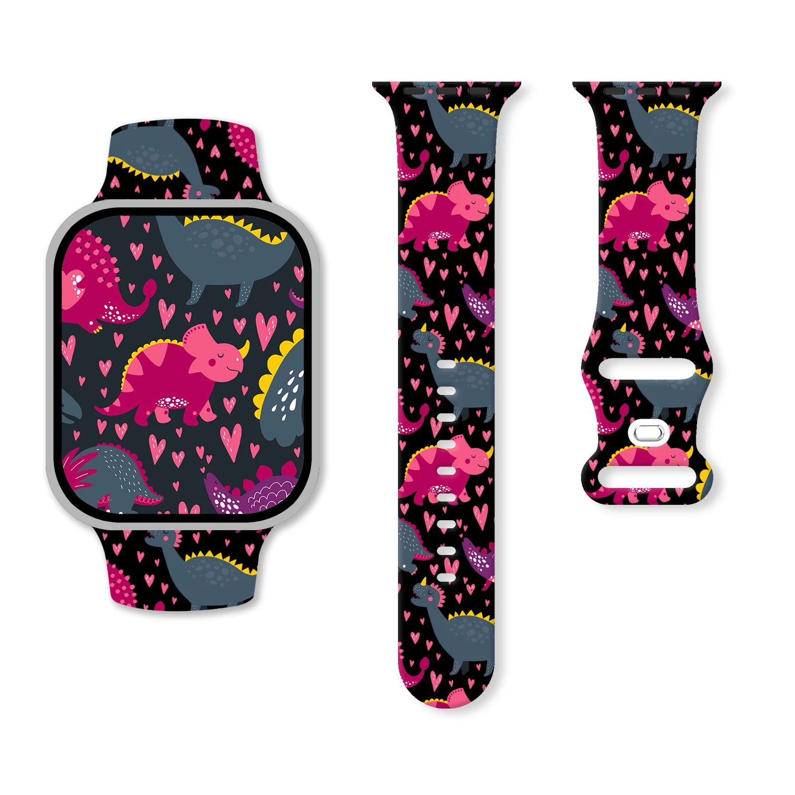 

Dinosaur series printed watch strap for Apple Watch 11 10 9 8 7Silicone Band Replaceable Bracelet for iWatch 38mm 41mm 42mm 46mm