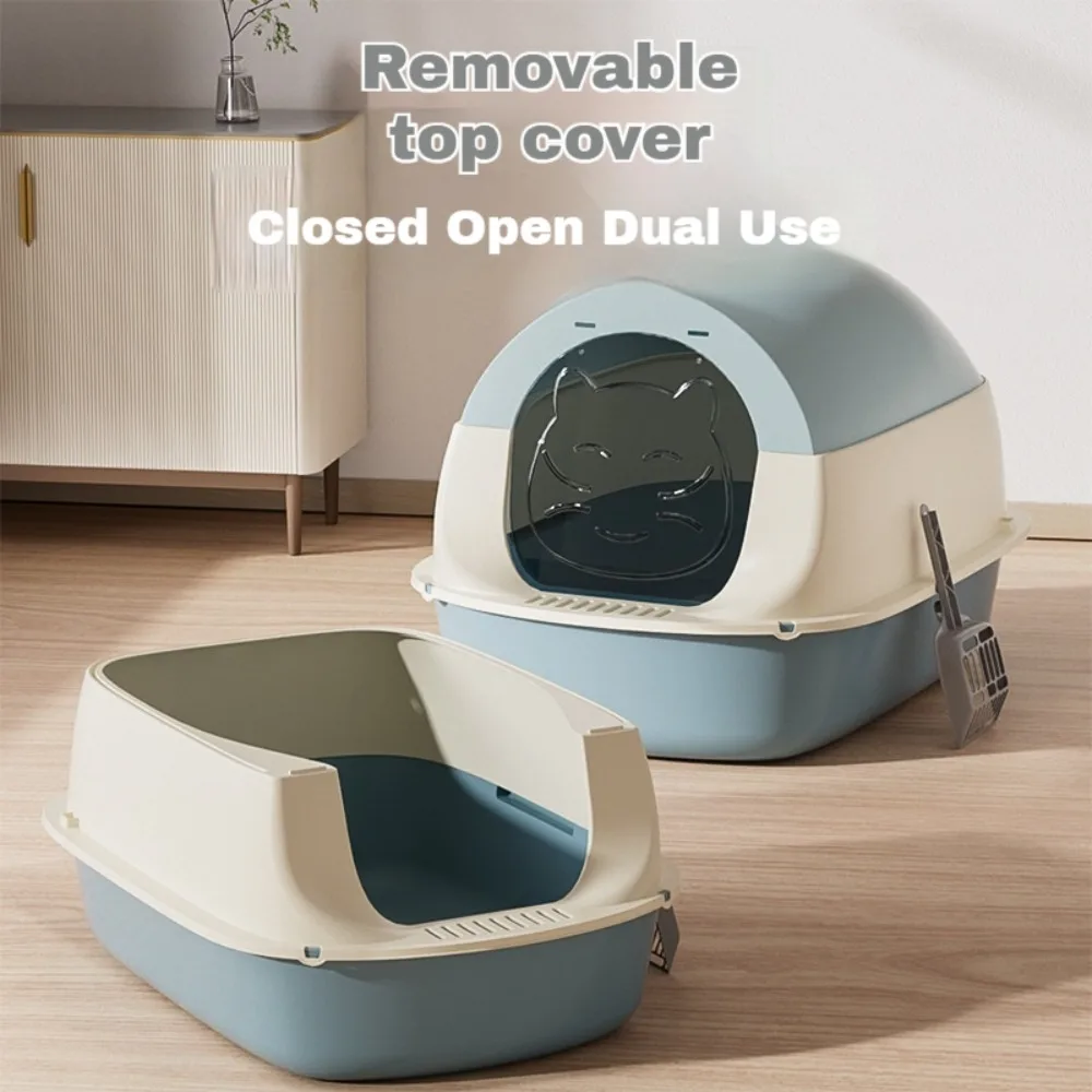 

Plus Size Cats Litter Box Splashproof Odor-Resistant Totally Closed Cat Toilet with Litter Scoop Sandbox for Cats Pet Supplies