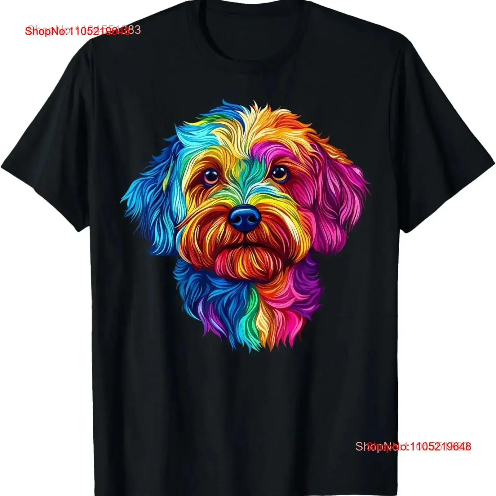 

Colorful Maltipoo Face Cute Dog Lover Black T Shirt vintage Washed Breathable graphic streetwear Soft Slightly Versatile