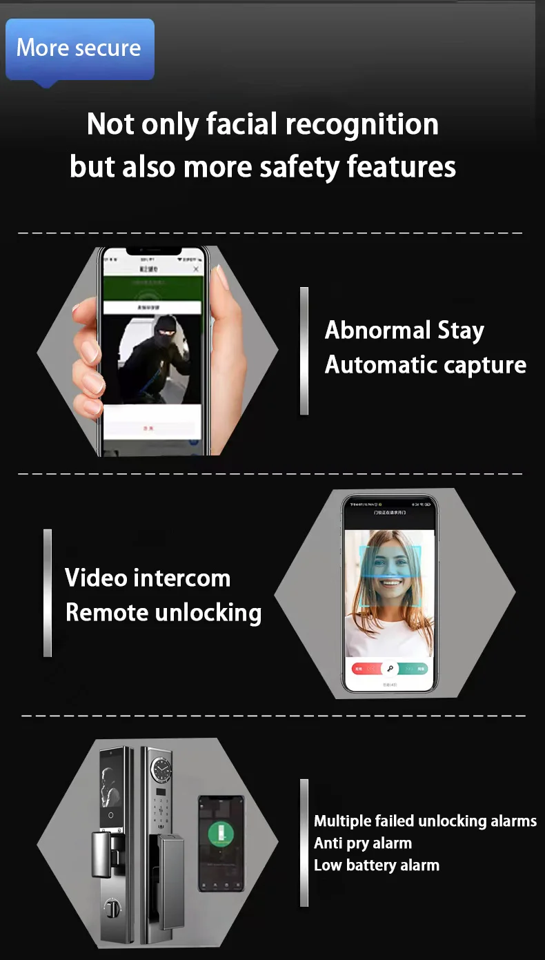 STLF Tuya 3d Face Digital Smart Door Lock con e impronte digitali Smart Lock automatico Smart Locks per porta d'ingresso