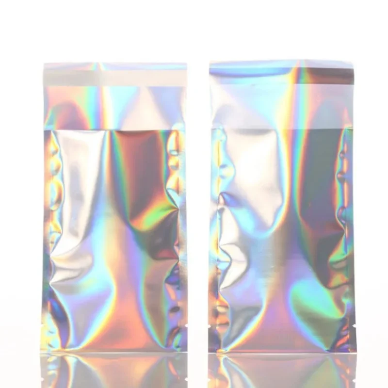 50PCS Rainbow Holographic  Film Sexy Lingerie Underwear Women Panty Hose Eyebrow Brush Phone Case Self Adhesive Gift Express Bag