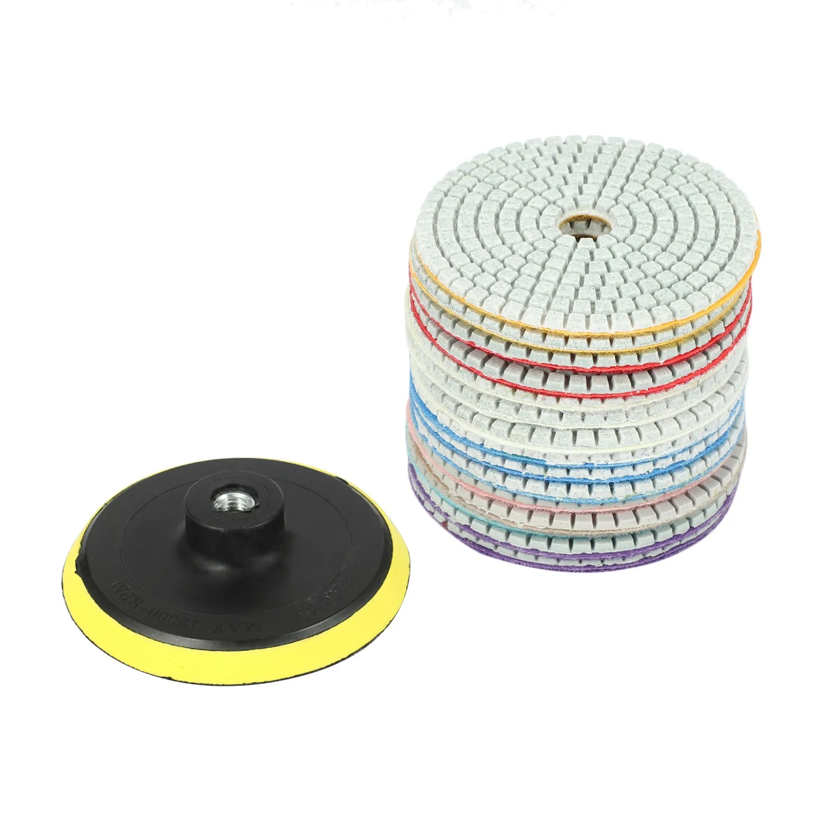 

16Pcs Diamond Polishing Pads Kit 4 Inch 100 Mm Wet/Dry For Granite Stone Concrete Marble Polishing Use Grinding Discs Set