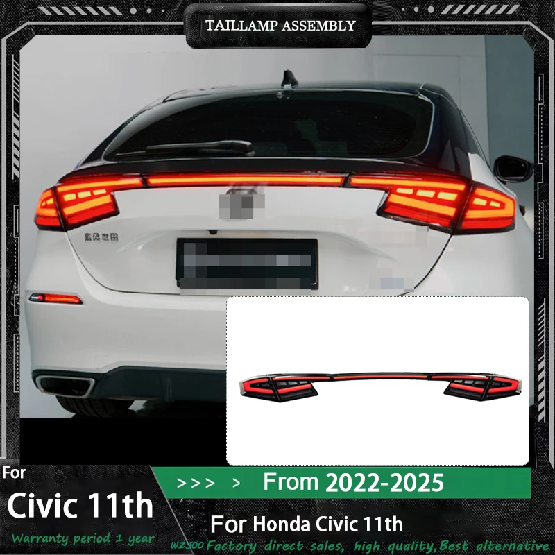 Car Through lamp Rear Lamp Assembly For Honda civic 11th 2022-2025 hatchback modified Taillight with dynamic Turn signal