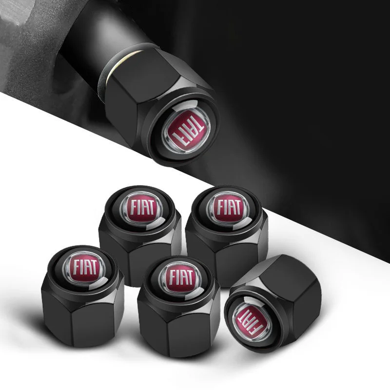 5PCS Aluminum Car Tire Valve Caps Wheel Air Dustproof Caps For Fiat Abarth Viaggio Abarth Punto 124 125 500 Auto Goods Styling