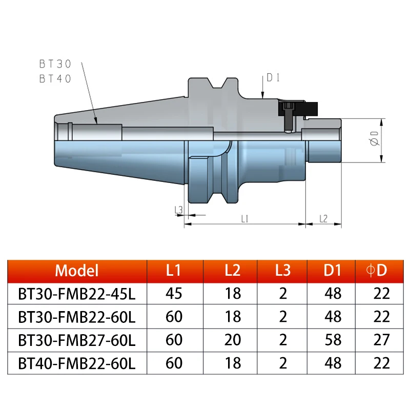 Imagem -05 - High Precision Black Face Milling Cutter Holder Bt30 Bt40-fmb 0003 Bt30-fmb22 2745 60l Bt40-fmb2260l para Centro de Usinagem Cnc