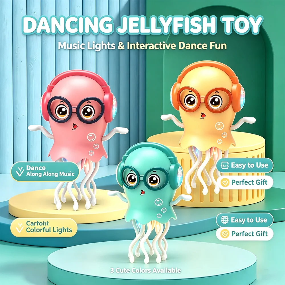 Dancing Jellyfish Toy Electric Interactive Toy with Music Flashing Lights Early Educational Sensory Play Toy Kids Birthday Gifts