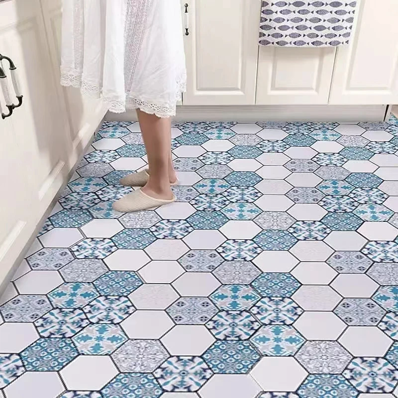 PVC Thicken Self-adhesive Waterproof Floor Stickers Oil Proof Wall Stick Suitable for Home And Store Decor Ceramic Tile Stickers