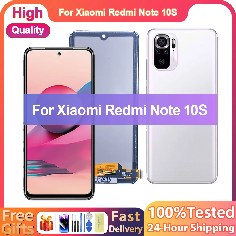 Tested OLED LCD For Xiaomi Redmi Note 10S M2101K7BG LCD Display Touch Screen Digitizer Replacement Parts For Redmi Note 10 4G