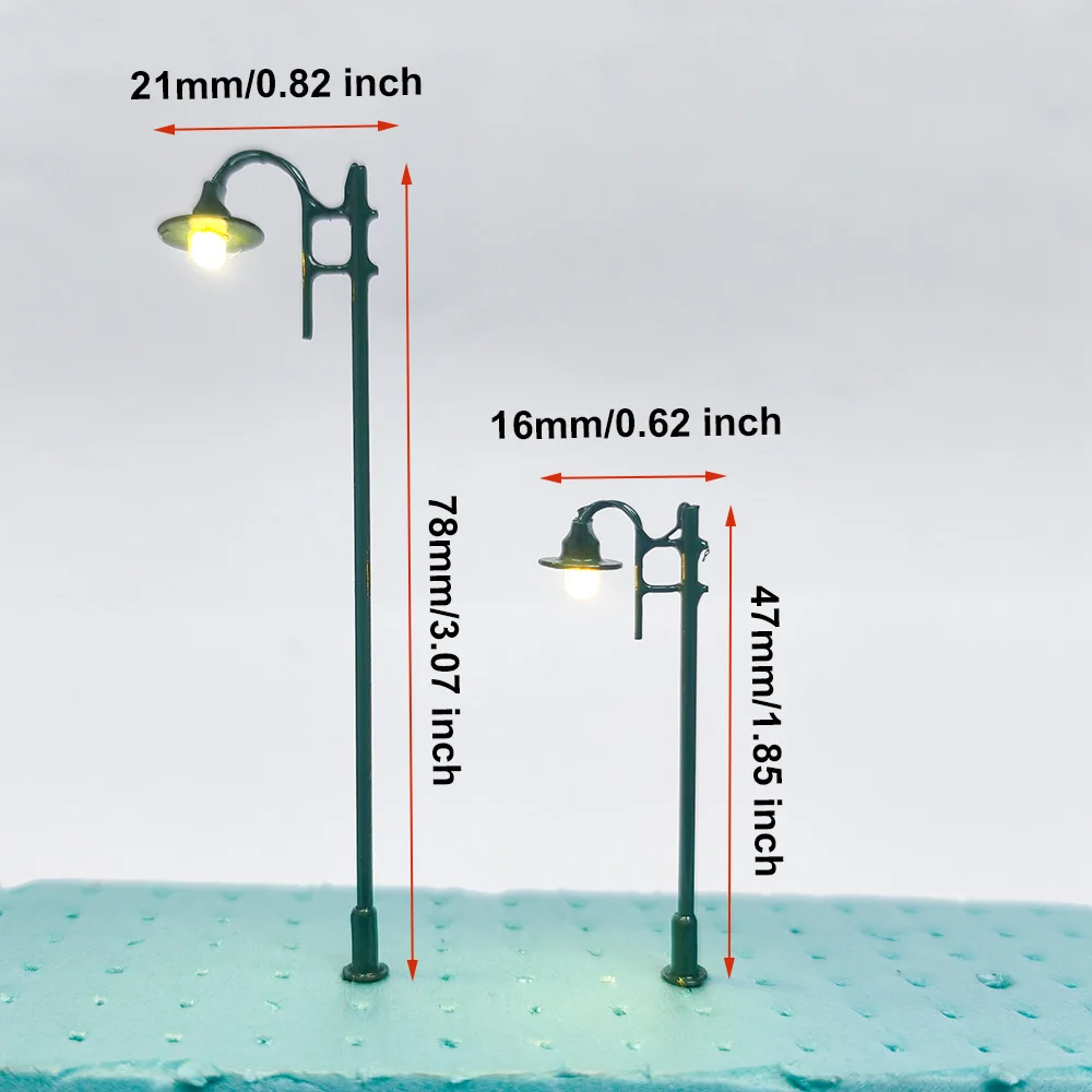 3pcs 12V Mini Street Light Model LED Micro Lamp Post for Train Layout Diorama Sand Table Miniature Road Scene Landscape
