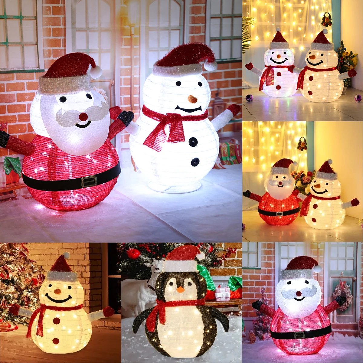 

Outdoor Christmas Decorations Light Up Snowman LED Glowing Santa Snowman Light IP65 Waterproof for 2023 New Year Xmas Ornaments