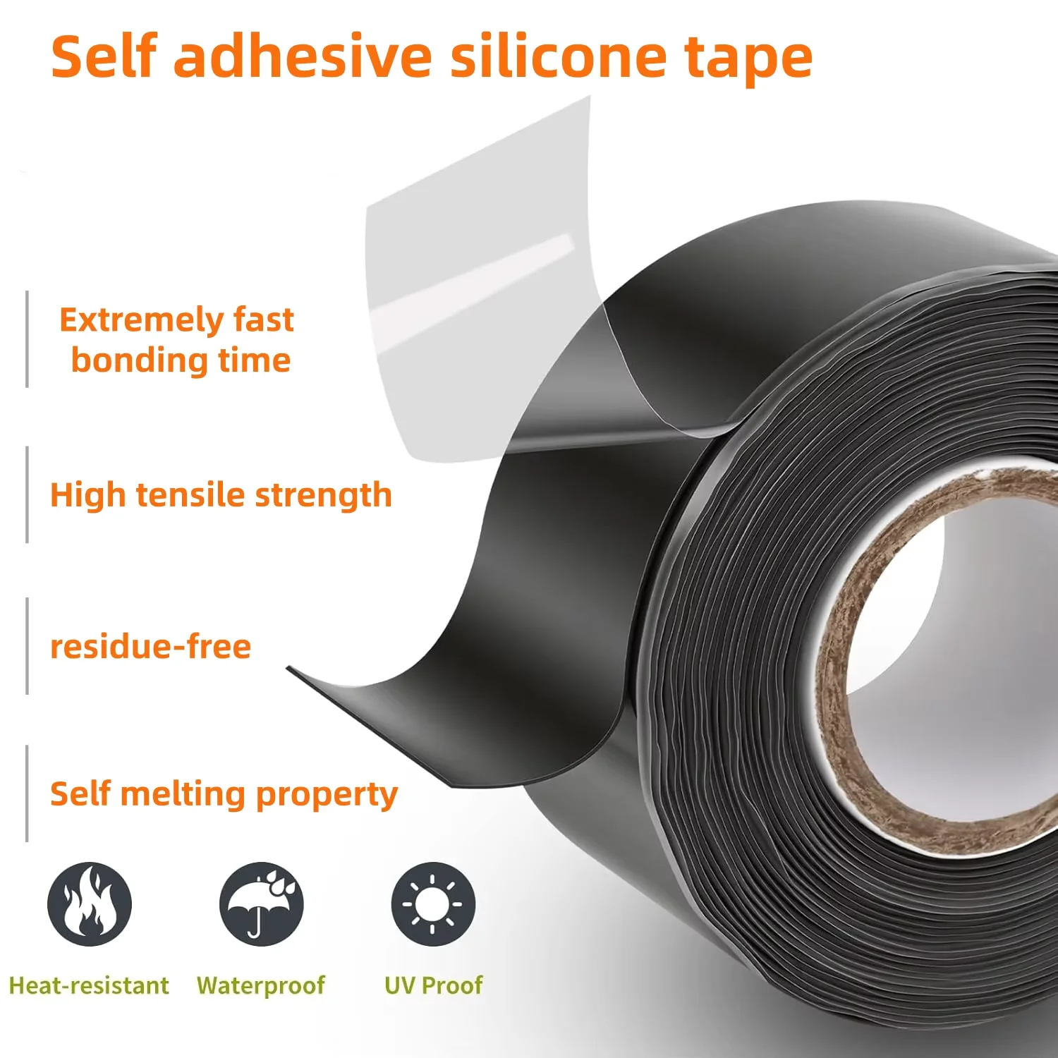 Hot melt silicone tape, waterproof and leak proof sealing tape, suitable for emergency maintenance of pipelines, 2 pieces