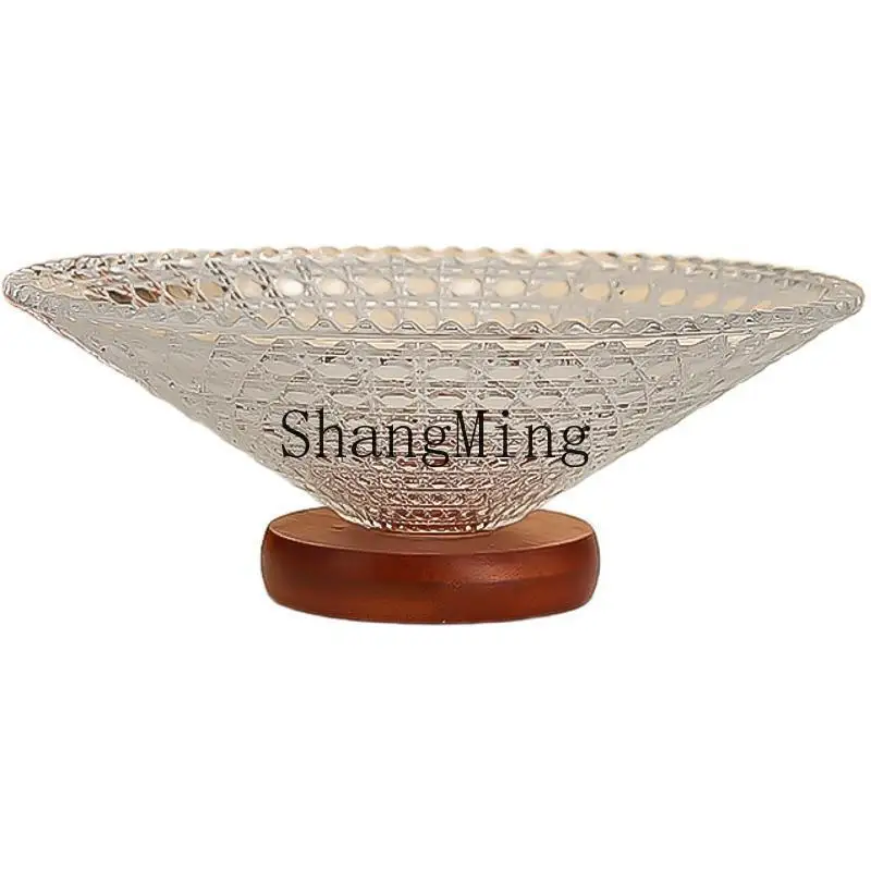 

PYH Flevenz large simple fruit plate living room home glass sugar fruit plate coffee table high value snack plate