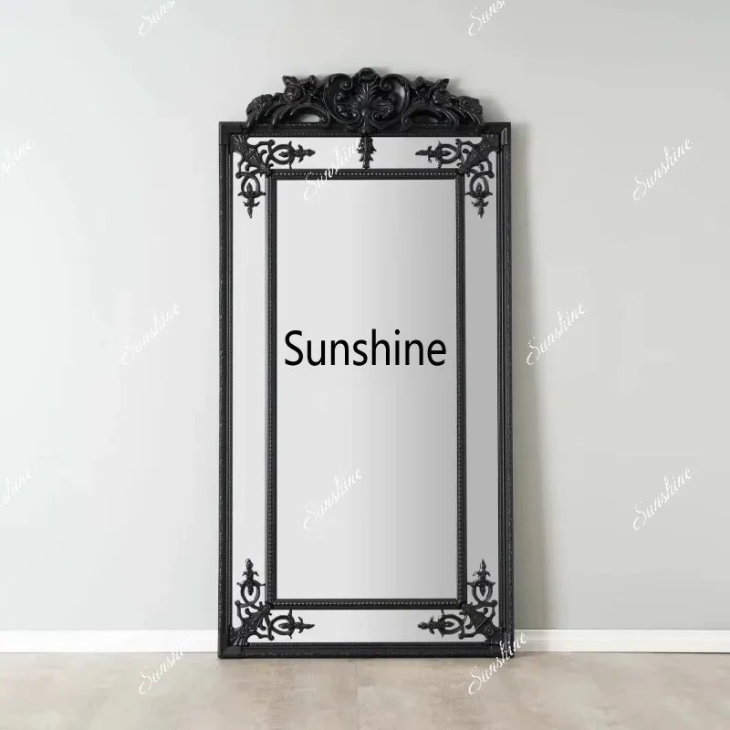 Retro Large Floor Wooden Frame French Art Decorative Room Bedroom Drsing MirrorTJ