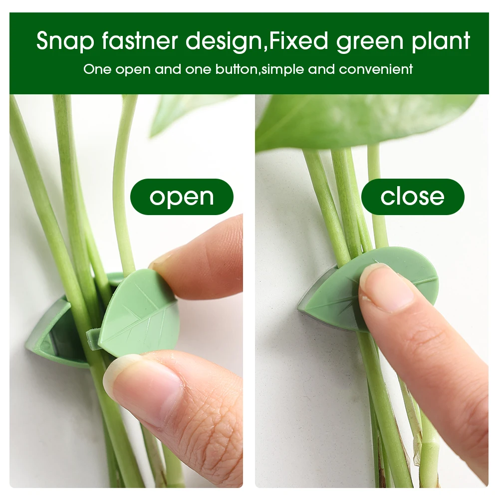 Plant Fixing Clip Self Adhesive Leaf Shaped Invisible Hook Green Plant Support Frame Vine Climbing Clamp Home Garden Supplies